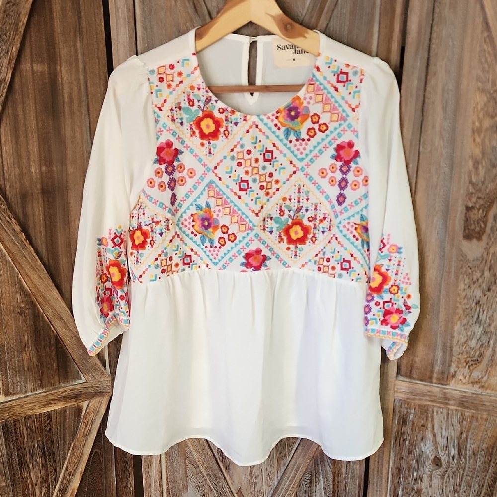 Savanna Jane Ladies Embroidered Blouse
